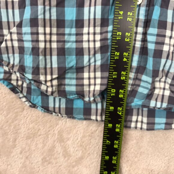 American Eagle Outfitters Mens Button Down Shirt Medium Blue Plaid Long Sleeves - Picture 3 of 11